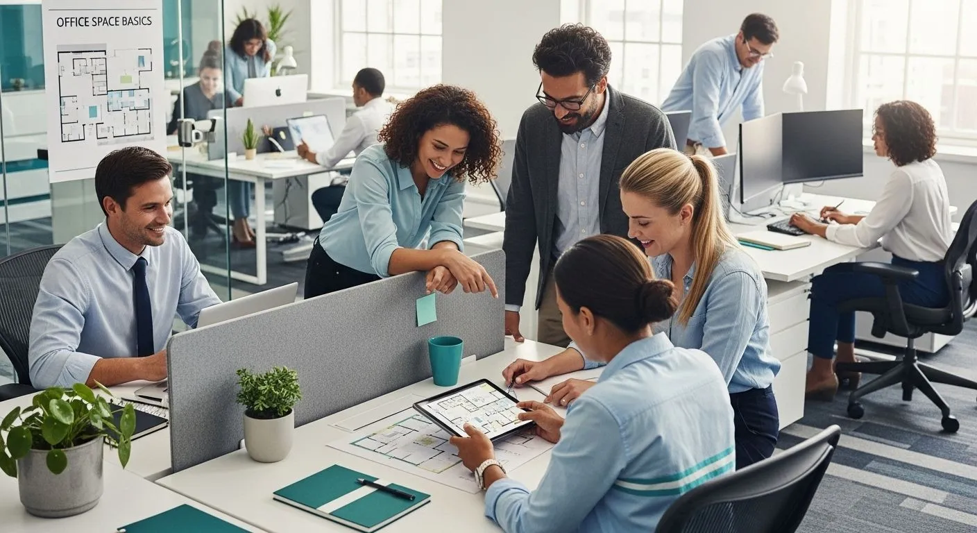 Confident businesswoman leading a team meeting in a modern glass office
